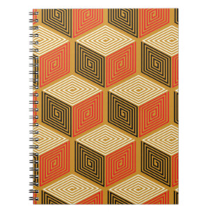 Red Gold Vintag Cube Muster Notizblock