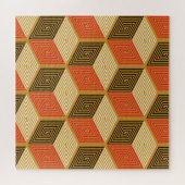 Red Gold Vintag Cube Muster Puzzle (Horizontal)