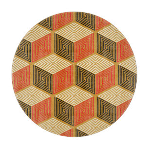 Red Gold Vintag Cube Muster Schneidebrett