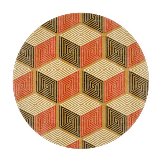 Red Gold Vintag Cube Muster Schneidebrett (Vorderseite)