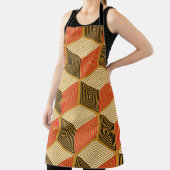Red Gold Vintag Cube Muster Schürze (InSitu)