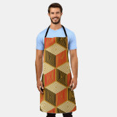 Red Gold Vintag Cube Muster Schürze (Getragen)
