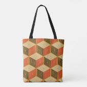 Red Gold Vintag Cube Muster Tasche (Rückseite)