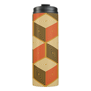 Red Gold Vintag Cube Muster Thermosbecher
