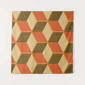 Red Gold Vintag Cube Muster Wandteppich (Vorderseite (Horizontal))