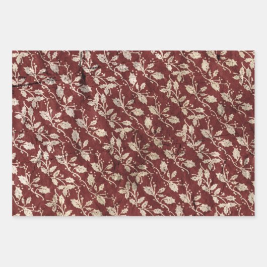 Red Gold Vintage Weihnachtsbaumen Joy Blätter (Vorderseite 3)