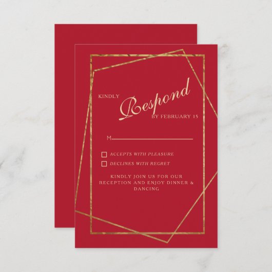 Red & Gold Wedding RSVP (Vorne/Hinten)