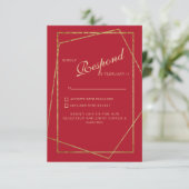 Red & Gold Wedding RSVP Karte (Stehend Vorderseite)