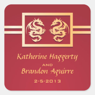 Red & Gold Wedding Stickers