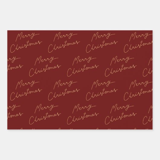 Red & Gold Weihnachten Geschenkpapier Set (Vorderseite)
