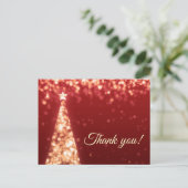 Red & Gold Weihnachten Hochzeit Vielen Dank Hinwei Postkarte (Stehend Vorderseite)