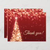 Red & Gold Weihnachten Hochzeit Vielen Dank Hinwei Postkarte (Vorne/Hinten)