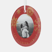 Red Gold Weihnachten NewWeds Geschenk Ornament Aus Glas (Vorderseite links)