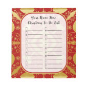 Red & Gold Weihnachts Checklist Holiday To Do List Notizblock (Vorderseite)