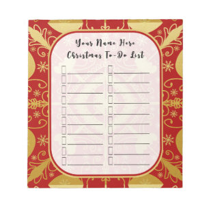 Red & Gold Weihnachts Checklist Holiday To Do List Notizblock