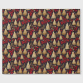 Red Gold Weihnachts-Tartan-Muster#31 ID1009 Geschenkpapier (Flach)