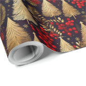 Red Gold Weihnachts-Tartan-Muster#31 ID1009 Geschenkpapier (Rolleneckpunkt)