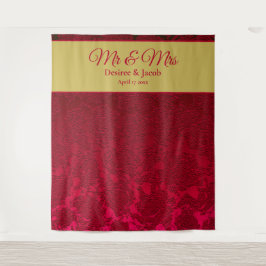 Red Gold Weihnachts Winter Hochzeit Empfang Wandteppich