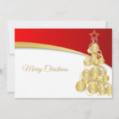 Red Gold Weihnachtsbaum Einladung (Rückseite)