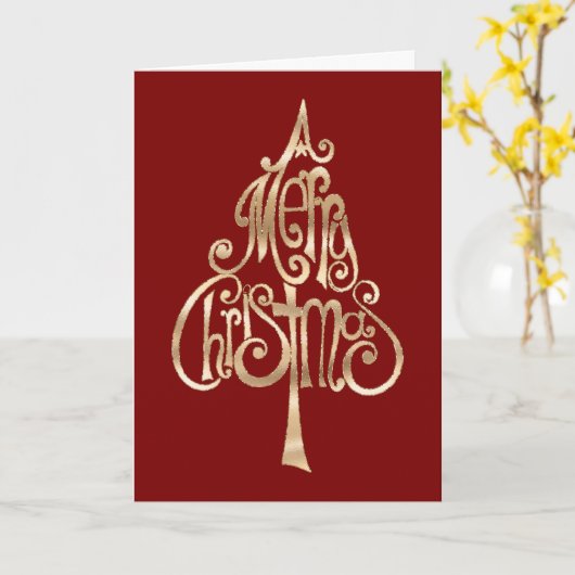 Red Gold Weihnachtsbaum Karte (Gelbe Blume)