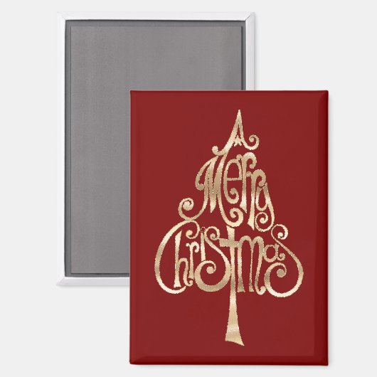 Red Gold Weihnachtsbaum Magnet (Vorderseite/Rückseite)