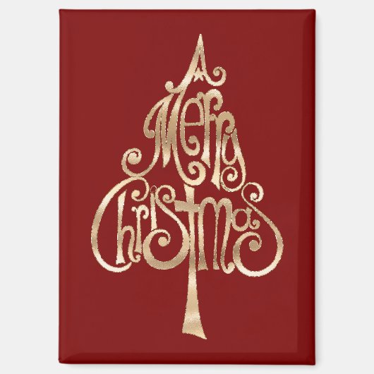 Red Gold Weihnachtsbaum Magnet (Vorderseite)