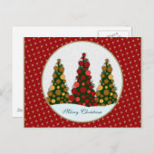Red & Gold Weihnachtsbaum Postcard Feiertagspostkarte (Vorne/Hinten)