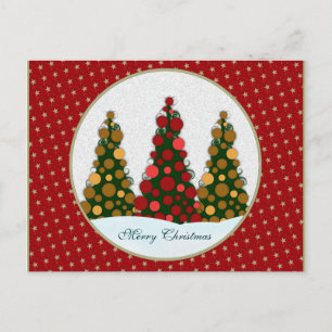 Red & Gold Weihnachtsbaum Postcard Feiertagspostkarte