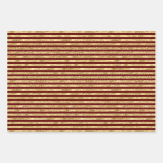 Red Gold Weihnachtsbaum Streifen Sparkle Geschenkpapier Set (Vorderseite 2)