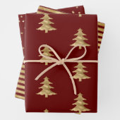 Red Gold Weihnachtsbaum Streifen Sparkle Geschenkpapier Set (Beispiel)