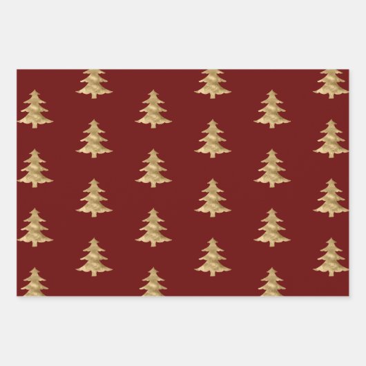 Red Gold Weihnachtsbaum Streifen Sparkle Geschenkpapier Set (Vorderseite)