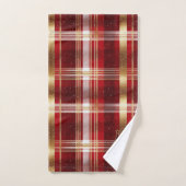 Red Gold Weihnachtsbaum Tartan Muster#7 ID1009 Badhandtuch Set (Handtuch)