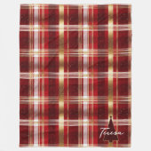 Red Gold Weihnachtsbaum Tartan Muster#7 ID1009 Fleecedecke (Vorderseite)