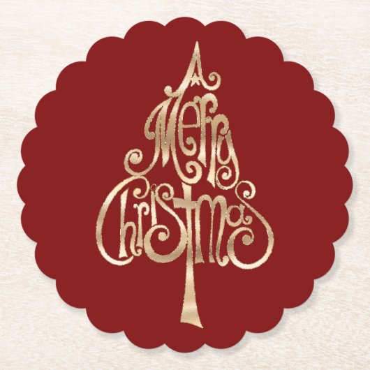 Red Gold Weihnachtsbaum Untersetzer (Vorderseite)