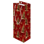 Red Gold Weihnachtsbaumen Geschenktüte Für Weinflaschen (Rückseite Schrägansicht)