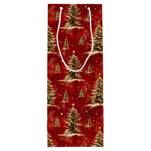 Red Gold Weihnachtsbaumen Geschenktüte Für Weinflaschen (Rückseite)