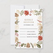 Red Gold Weihnachtsblume RSVP Karte (Vorderseite)