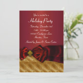 Red Gold Weihnachtsfeier Einladung (Stehend Vorderseite)