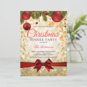 Red Gold Weihnachtsfeier Einladung (Stehend Vorderseite)