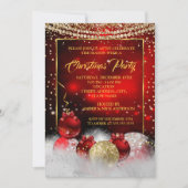 Red Gold Weihnachtsfeiertag Snow Einladung (Vorderseite)