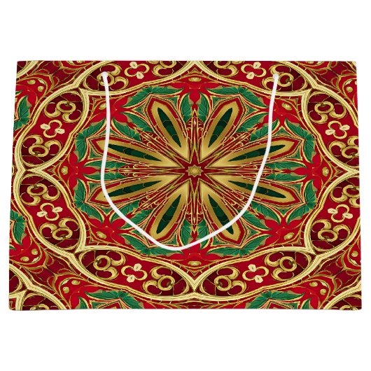 Red Gold Weihnachtsgeschenktasche Große Geschenktüte (Vorderseite)