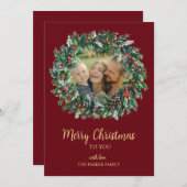 Red & Gold Weihnachtskarte Feiertagskarte (Vorne/Hinten)