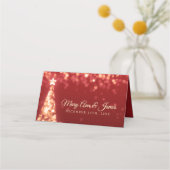 Red Gold WeihnachtsLICHT Hochzeit Platzkarte (Rückseite)
