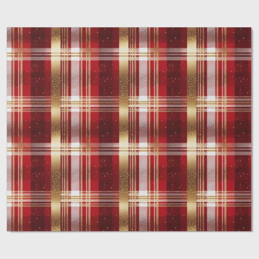 Red Gold Weihnachtsmuster Tartan Muster#7 ID1009 Geschenkpapier (Flach)