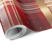 Red Gold Weihnachtsmuster Tartan Muster#7 ID1009 Geschenkpapier (Rolleneckpunkt)