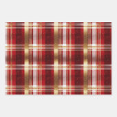 Red Gold Weihnachtsmuster Tartan Muster#7 ID1009 Geschenkpapier Set (Vorderseite)