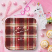 Red Gold Weihnachtsmuster Tartan Muster#7 ID1009 Pappteller (Party)