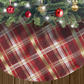 Red Gold Weihnachtsmuster Tartan Muster#7 ID1009 Polyester Weihnachtsbaumdecke
