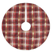 Red Gold Weihnachtsmuster Tartan Muster#7 ID1009 Polyester Weihnachtsbaumdecke (Vorderseite)