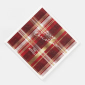 Red Gold Weihnachtsmuster Tartan Muster#7 ID1009 Serviette (Ecke)